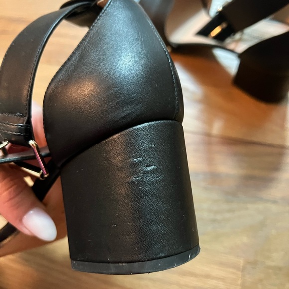 Valentino Black Leather Soul Rockstud Ankle Strap Block Heel Sandals Size 38 - Picture 13 of 16